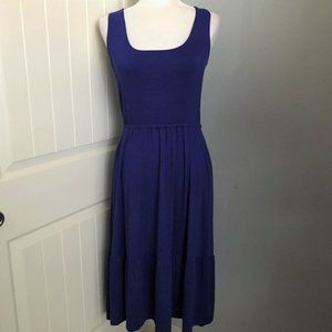 J Jason Wu Scoop Neck Elastic Waist Flounce Trim Side Pockets Cobalt Blue XSP